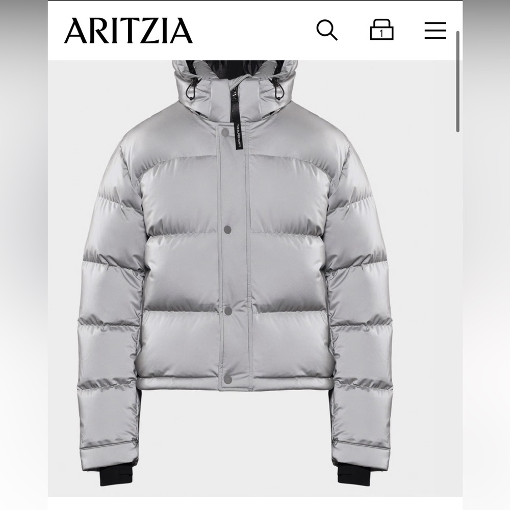 Aritzia Super Puff Shorty - Hi-Vis / reflective silver